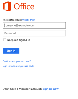Office Account Sign In Screen